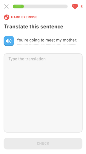 Exercise with a difficulty indicator