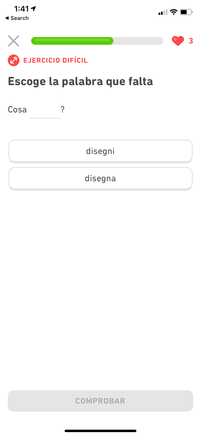 Ejercicio con un indicador de dificultad
