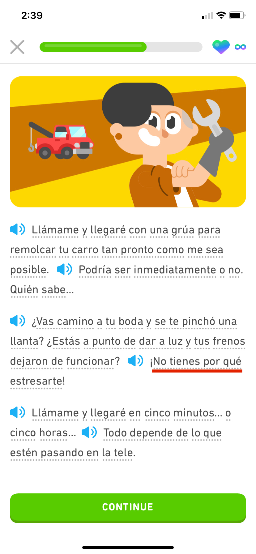 Screenshot of a new Story, an ad in Spanish for Lin's business. There is a red underline under "no tienes por qué."
