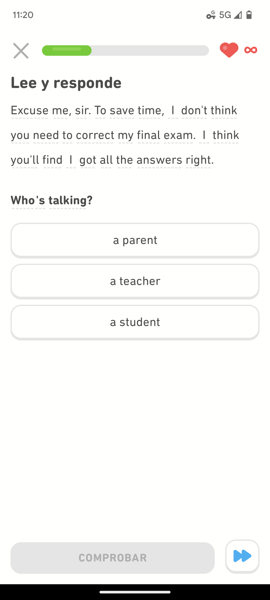 reading comprehension exercise