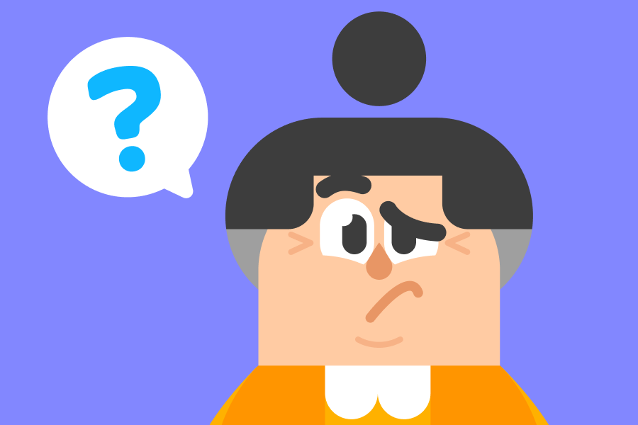 Illustration of Lucy looking confused with a question mark above her head