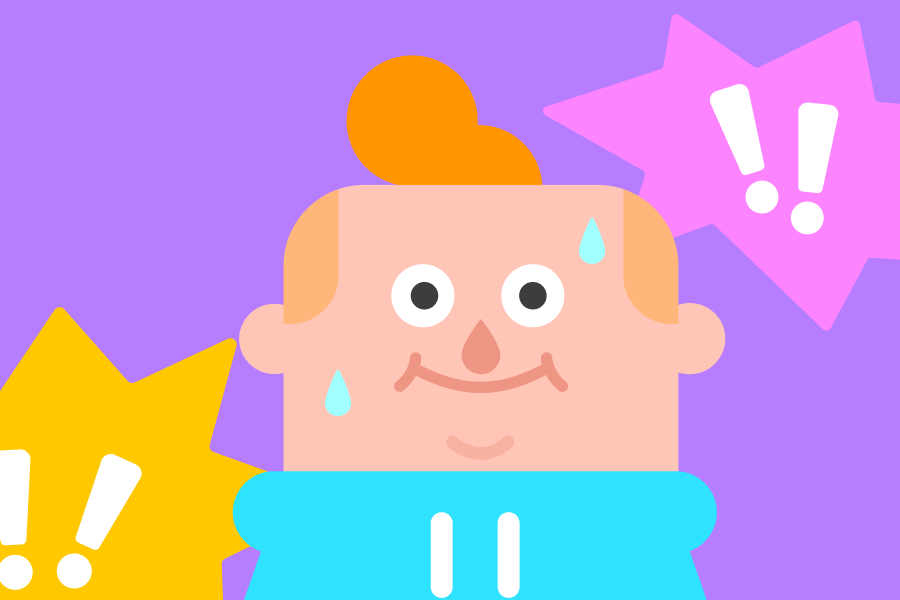 Illustration of Junior looked panicked with beads of sweat on his face