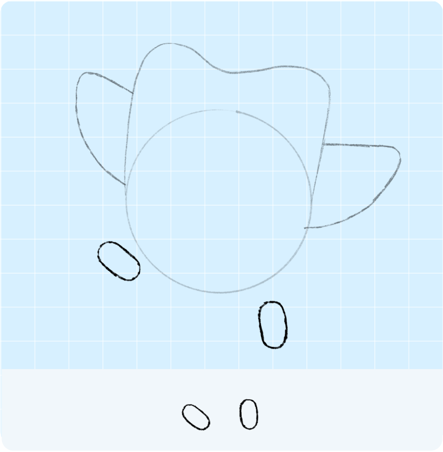 알약 모양과 비슷한 타원을 부엉이 몸통 아래에 그려 점프하거나 뛰는 모습을 표현한 이미지