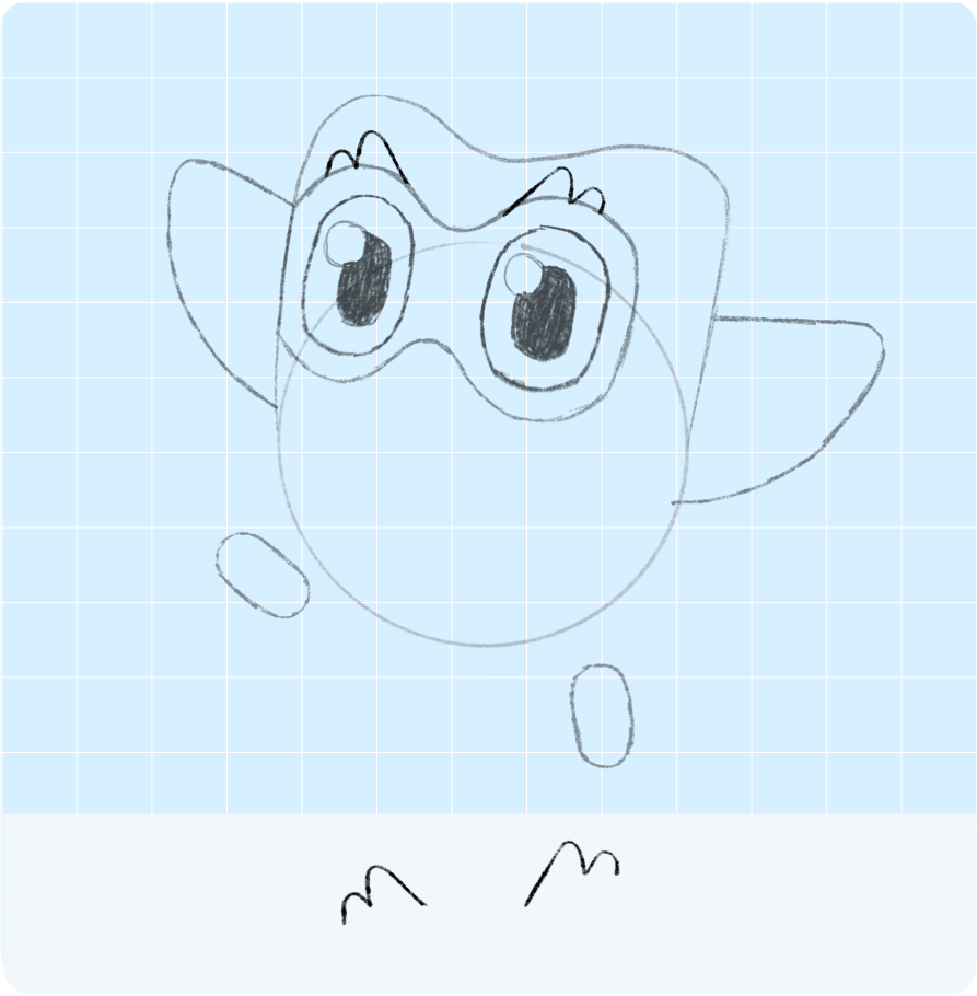 각 눈의 마스크 위쪽에 m 모양을 그린 모습