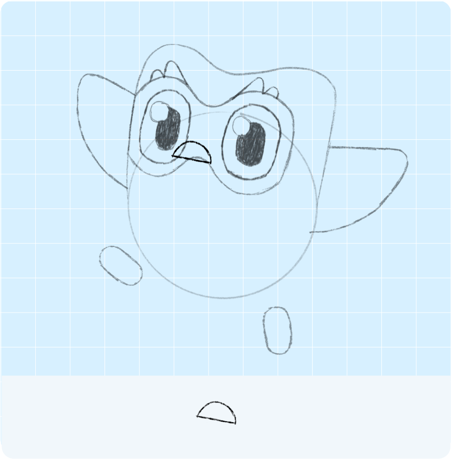 눈 사이의 마스크 부분에 반원을 그린 모습