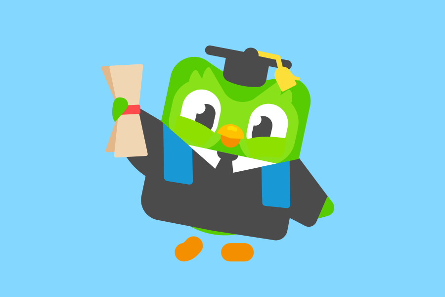 Illustration of Duo dressed in a graduation cap and gown, holding a diploma