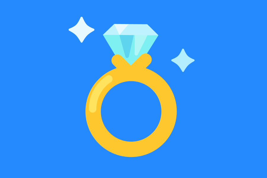 Illustration of a diamond engagement ring
