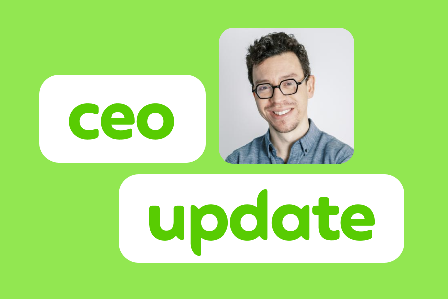 Photograph of Duolingo CEO Luis von Ahn and the words "CEO Update"