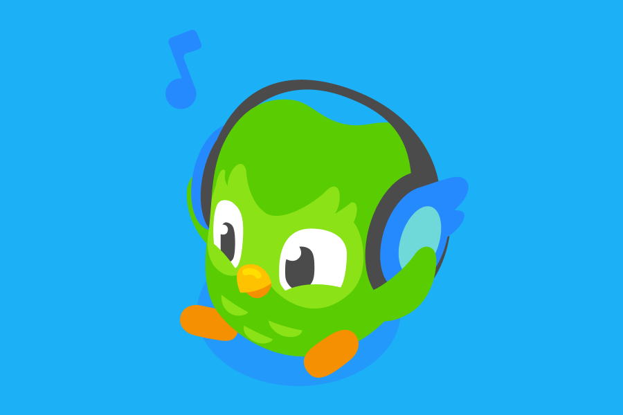 Illustration of Duo sitting listening to music on headphones