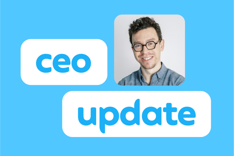 Picture of Duolingo CEO Luis von Ahn and the words "CEO update"
