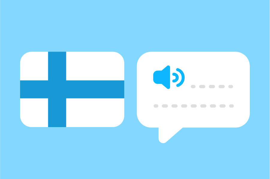 Illustration of the Finnish flag next to a speech bubble