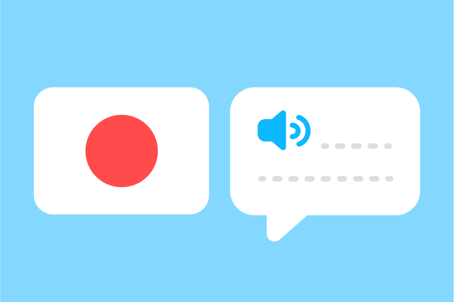 Illustration of the Japanese flag next to a speech bubble