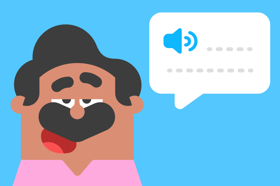 illustration of Oscar speaking next to a speech bubble