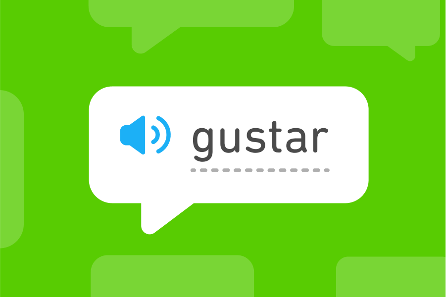 Illustration of a speech bubble with the Spanish word "gustar"