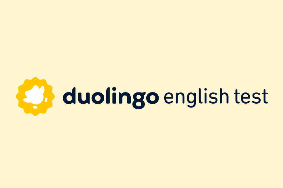 Illustration of the gold Duolingo English Test logo next to the words "Duolingo English Test"