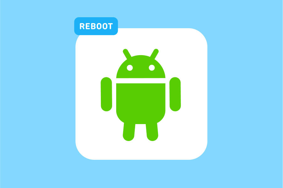 Illustration of a green Android robot with the word "reboot" at the top left