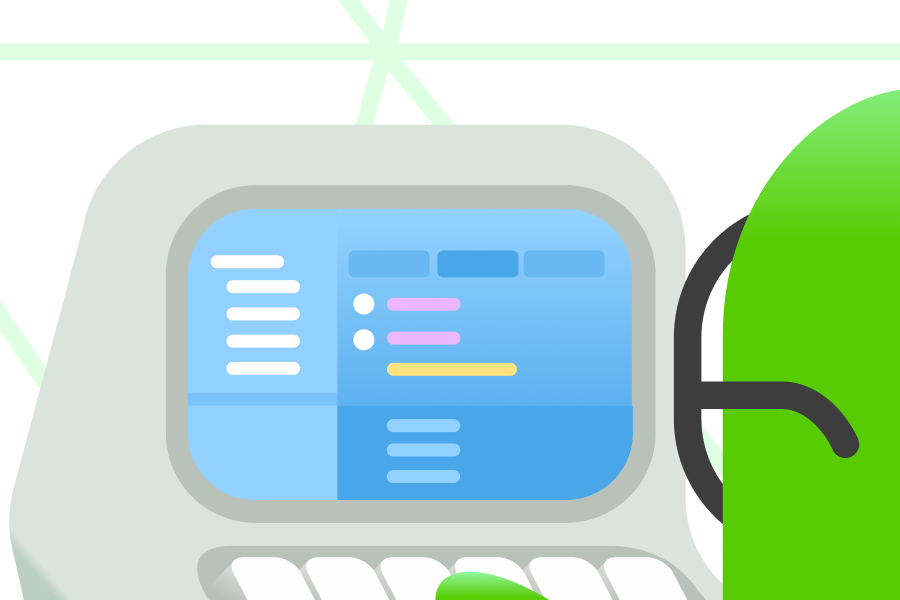 Illustration of Duo the owl typing code on a computer