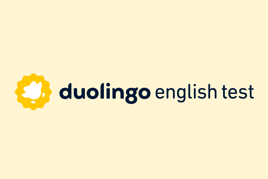 Illustration of the gold Duolingo English Test logo next to the words "Duolingo English Test"