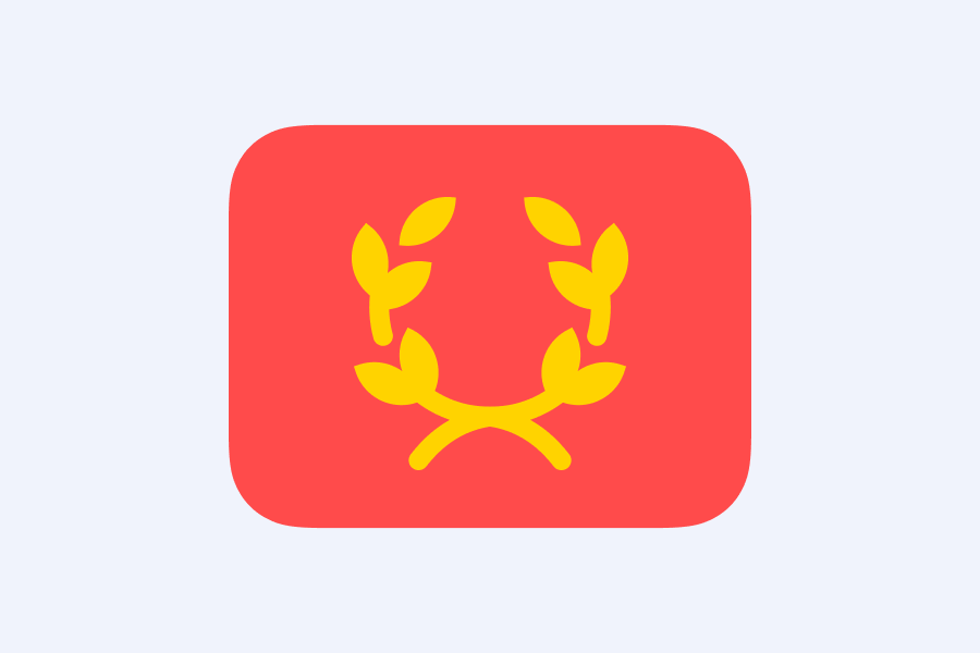 Illustration of a red flag with a yellow crown of laurel leaves
