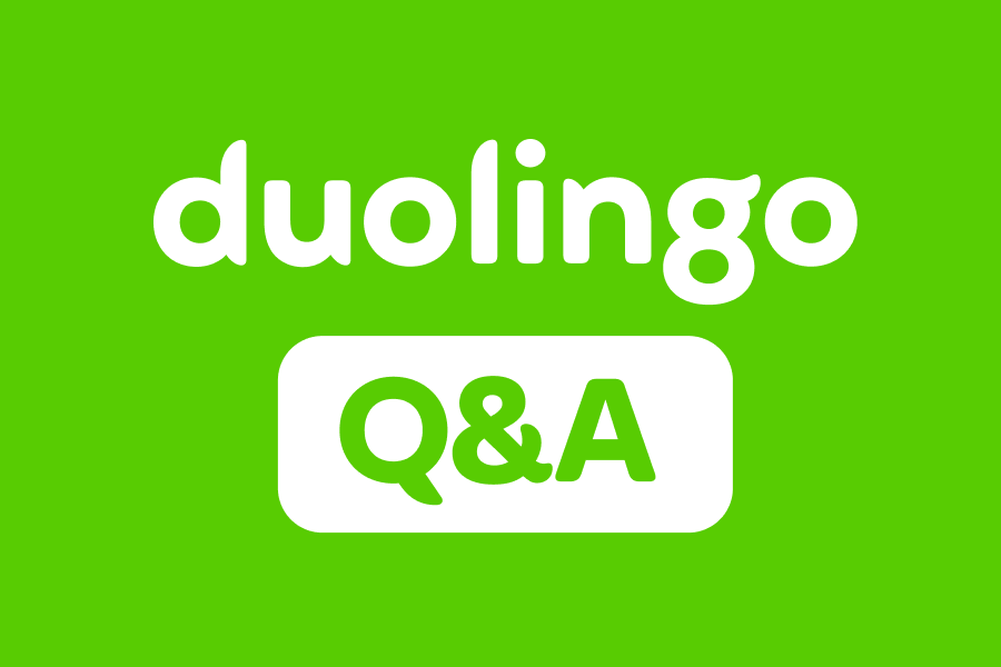 The words "duolingo" and "Q&A" on a green background