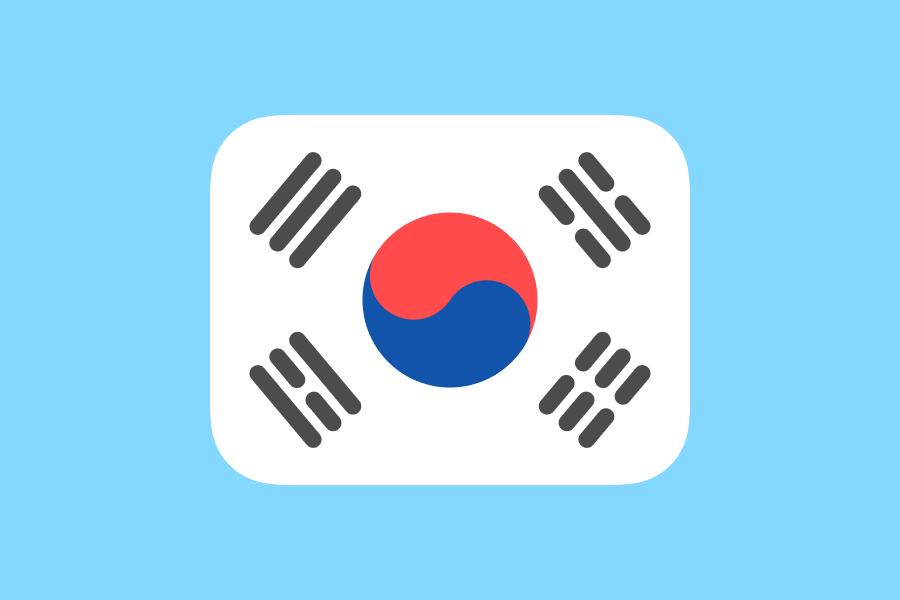 Illustration of the flag of South Korea on a light blue background
