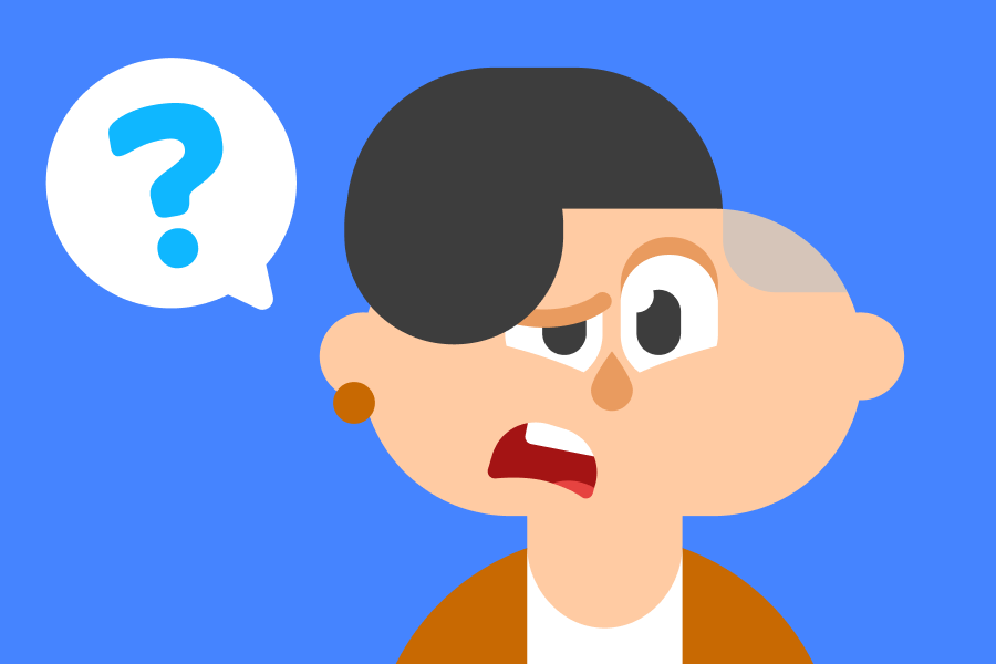 Illustration of Lin looking confused next to a speech bubble of a question mark
