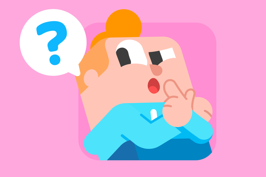 Illustration of Junior looking curious with a question mark in a speech bubble next to his head