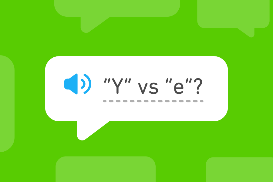 Illustration of a speech bubble that reads "Y" vs "e" followed by a question mark