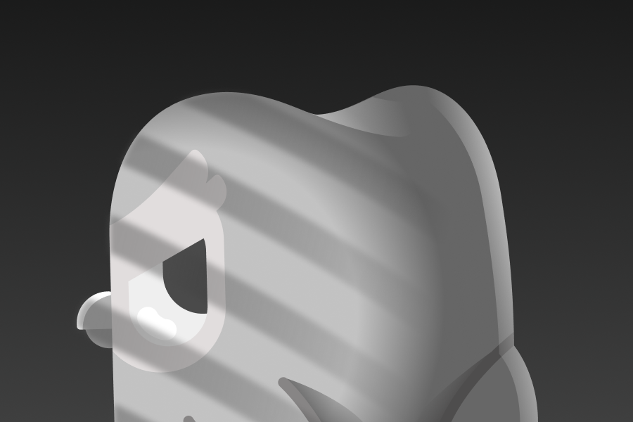 Black and white illustration of Duo standing in the shadows looking menacingly over his shoulder