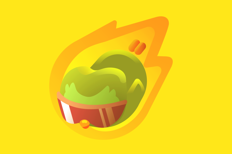 Ilustração do Duo com óculos de sol vermelhos. Ele voa como se fosse a chama da ofensiva.