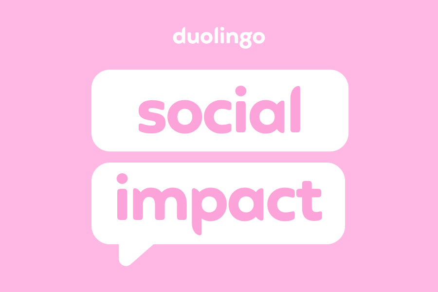Two speech bubbles reading “social impact”