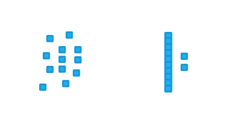 Two sets of blocks: first set of 12 blocks is randomly distributed; second set of 12 blocks has ten blocks in a line with 2 remaining.