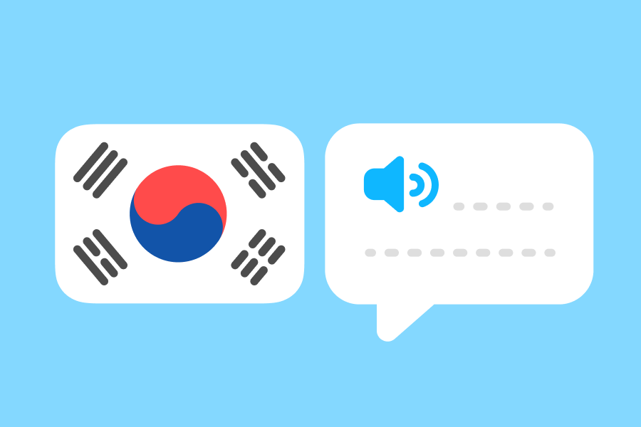 Illustration of the flag of South Korea next to a speech bubble
