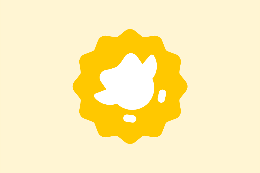 Ilustração do logo dourado do Duolingo English Test com uma silhueta branca da coruja Duo ao centro.