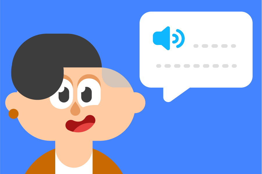 Abbildung von Lin, die neben einer Sprechblase lächelt