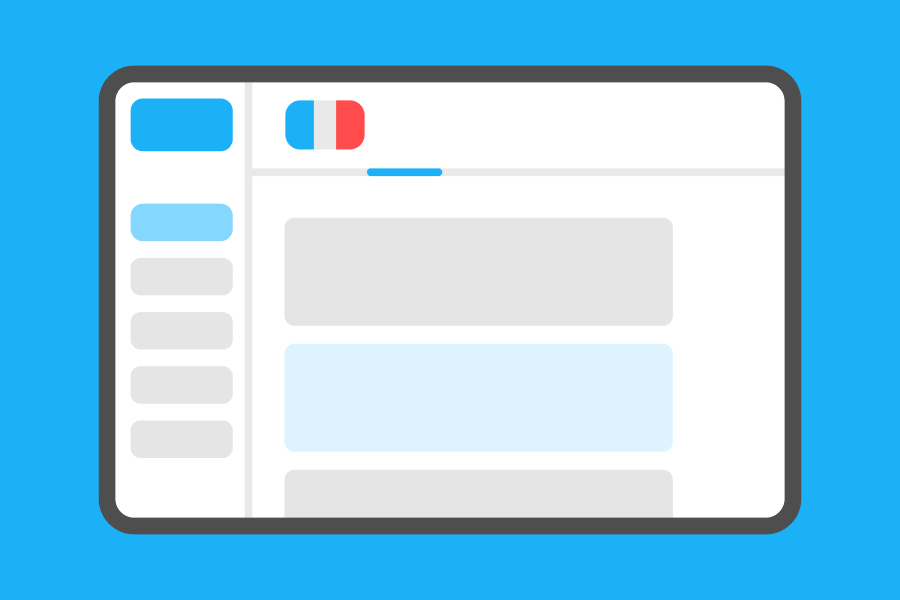 Ilustración de un monitor que muestra un salón de clases virtual de Duolingo for Schools para aprender francés