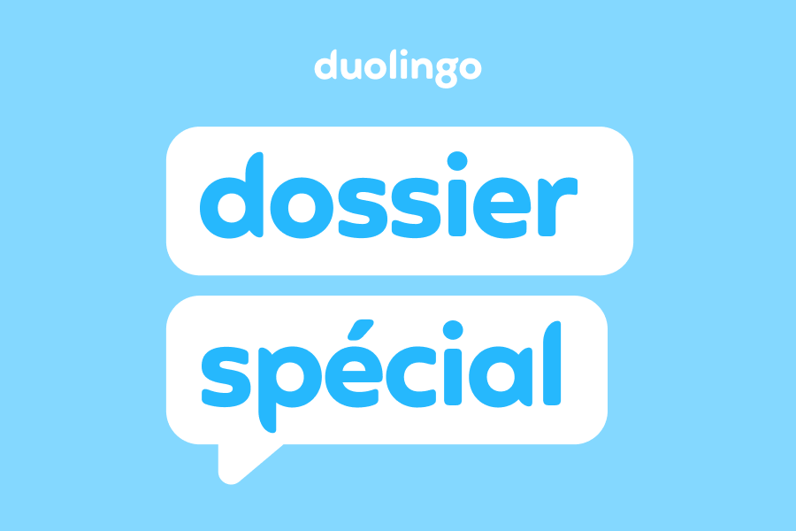 Une bulle de texte sur fond bleu clair affichant les mots « dossier spécial »