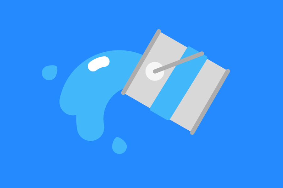 Ilustración de una lata de pintura de la que sale pintura azul