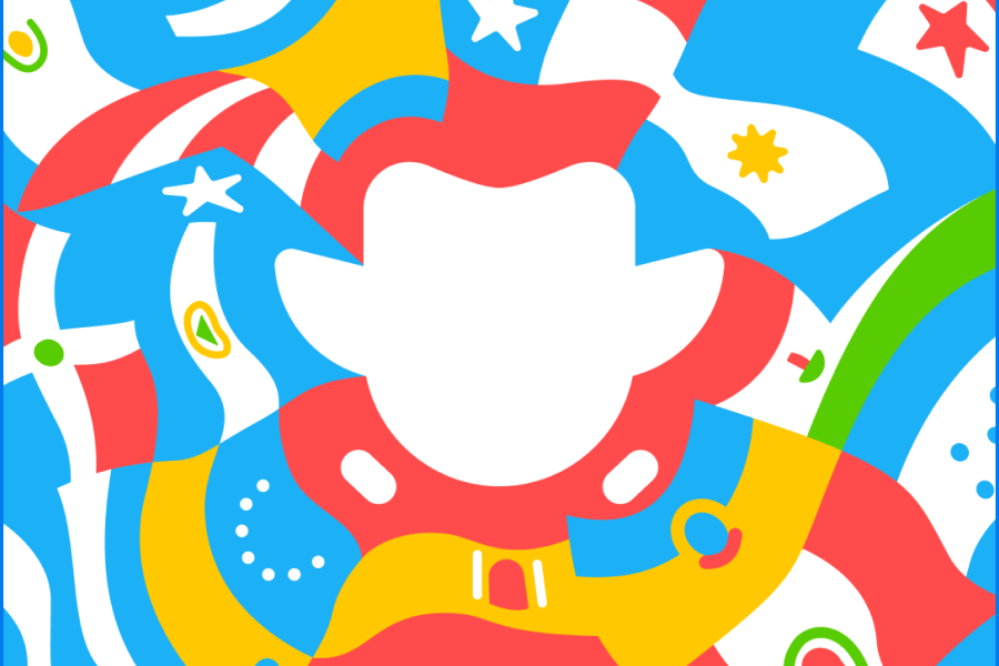 Ilustración de la silueta de Duo en blanco, rodeado por las banderas de los países hispanohablantes de Latinoamérica