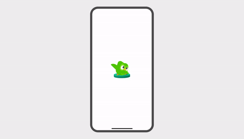 GIF des Duolingo Scores: Die Eule Duo hüpft auf dem Lernpfad von Kreis zu Kreis und landet schließlich oberhalb einer US-amerikanischen Flagge und der Zahl 6. Diese wechselt schnell zur 7, und darunter erscheint der Text: „Du hast deinen Score in Englisch erhöht!“