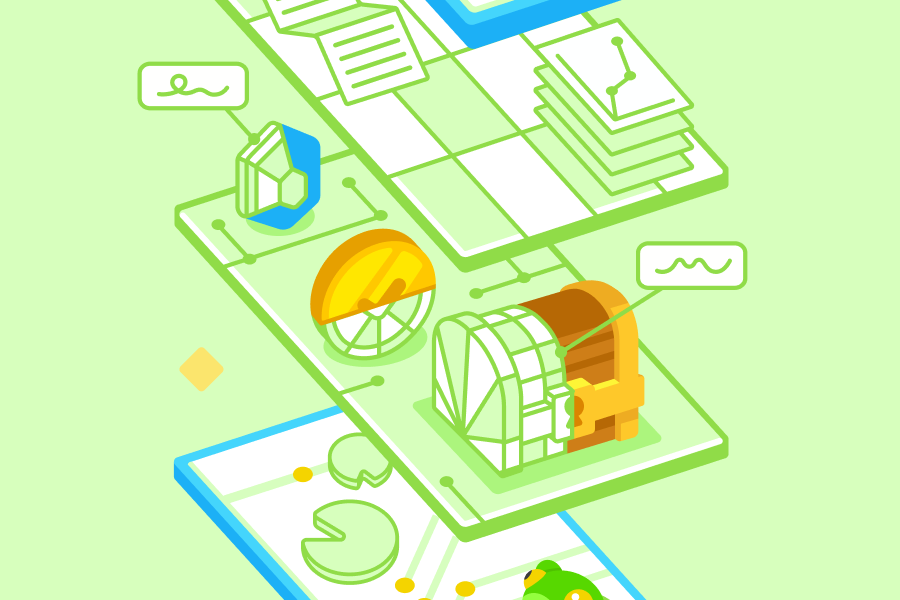 Elements of the app broken down into multiple visual layers. 