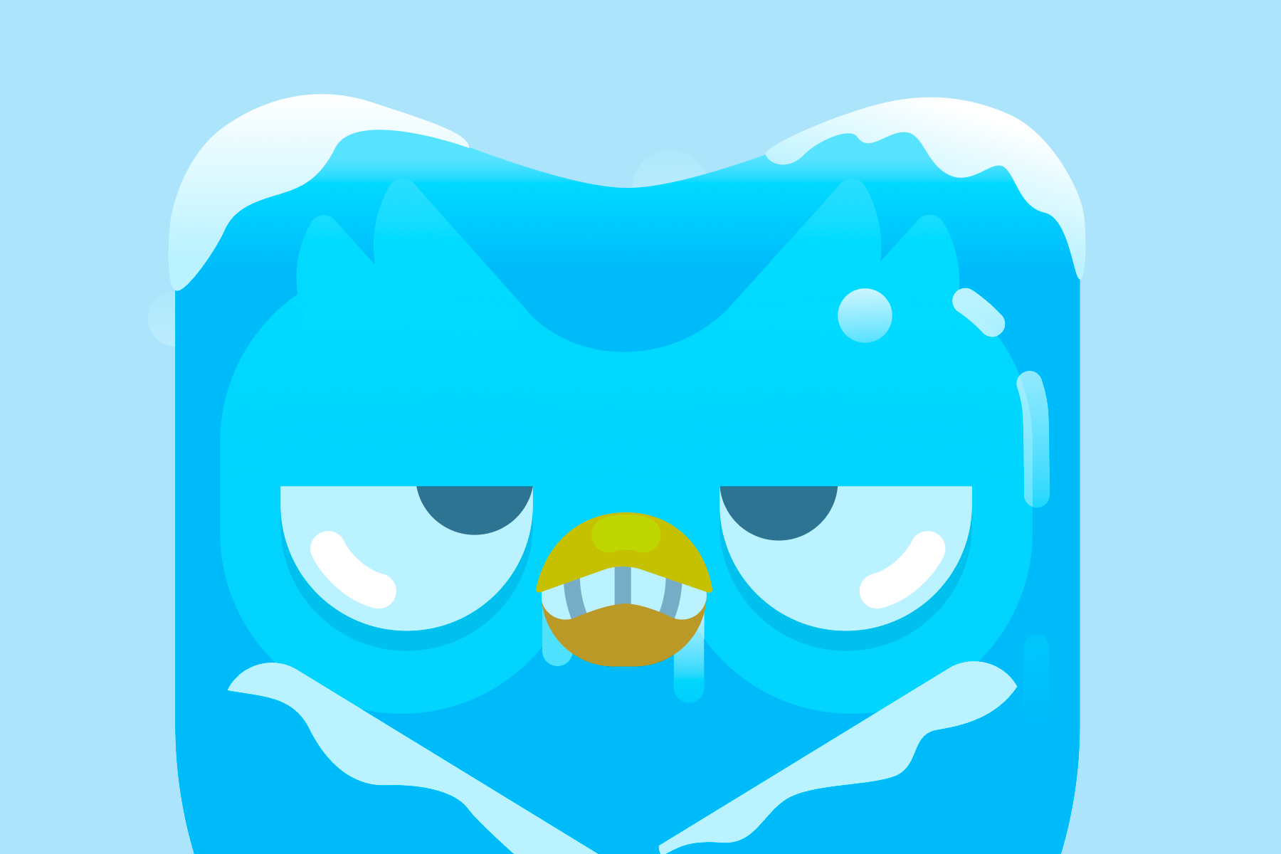  Duo the owl standing frozen and covered in ice