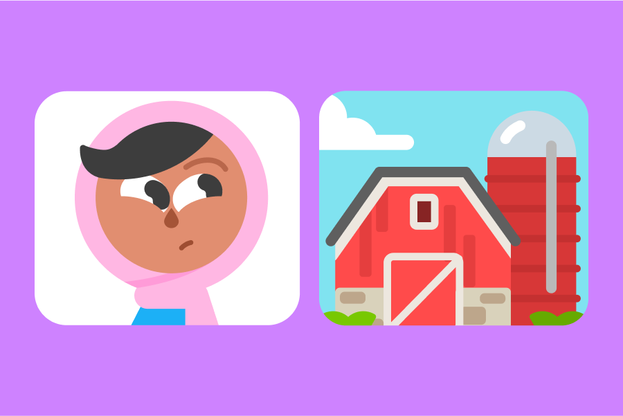 動物が中に居そうな建物に対し、興味津々なザリのイラスト。