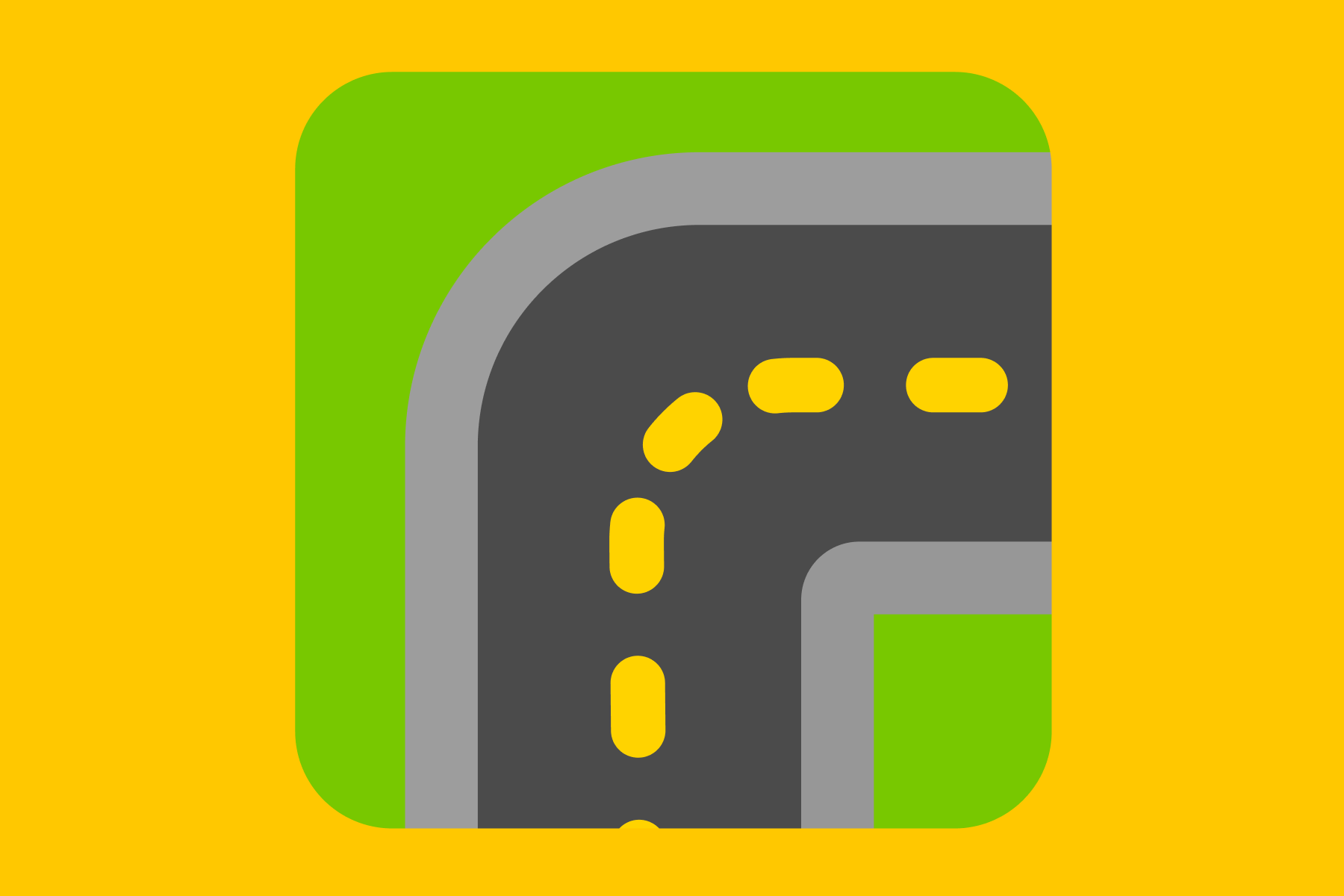  右へ急に曲がる道路の俯瞰図