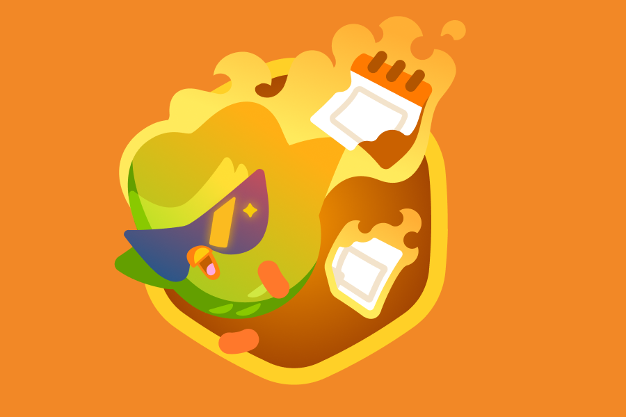 サングラスをかけたデュオの後ろに炎とカレンダーがあるイラスト。