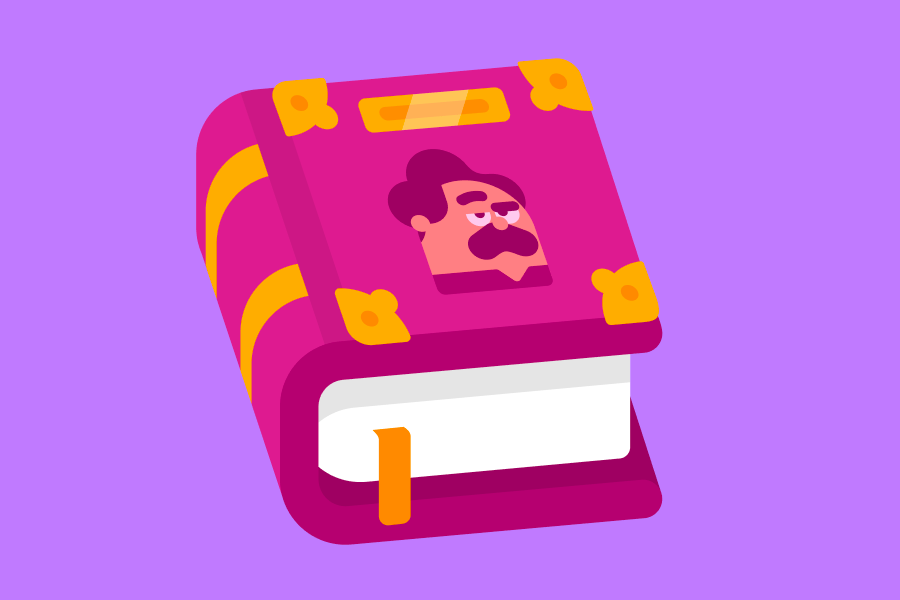 Ein Buch mit einem dicken Einband mit goldenen Ornamenten und Oscars Porträt darauf