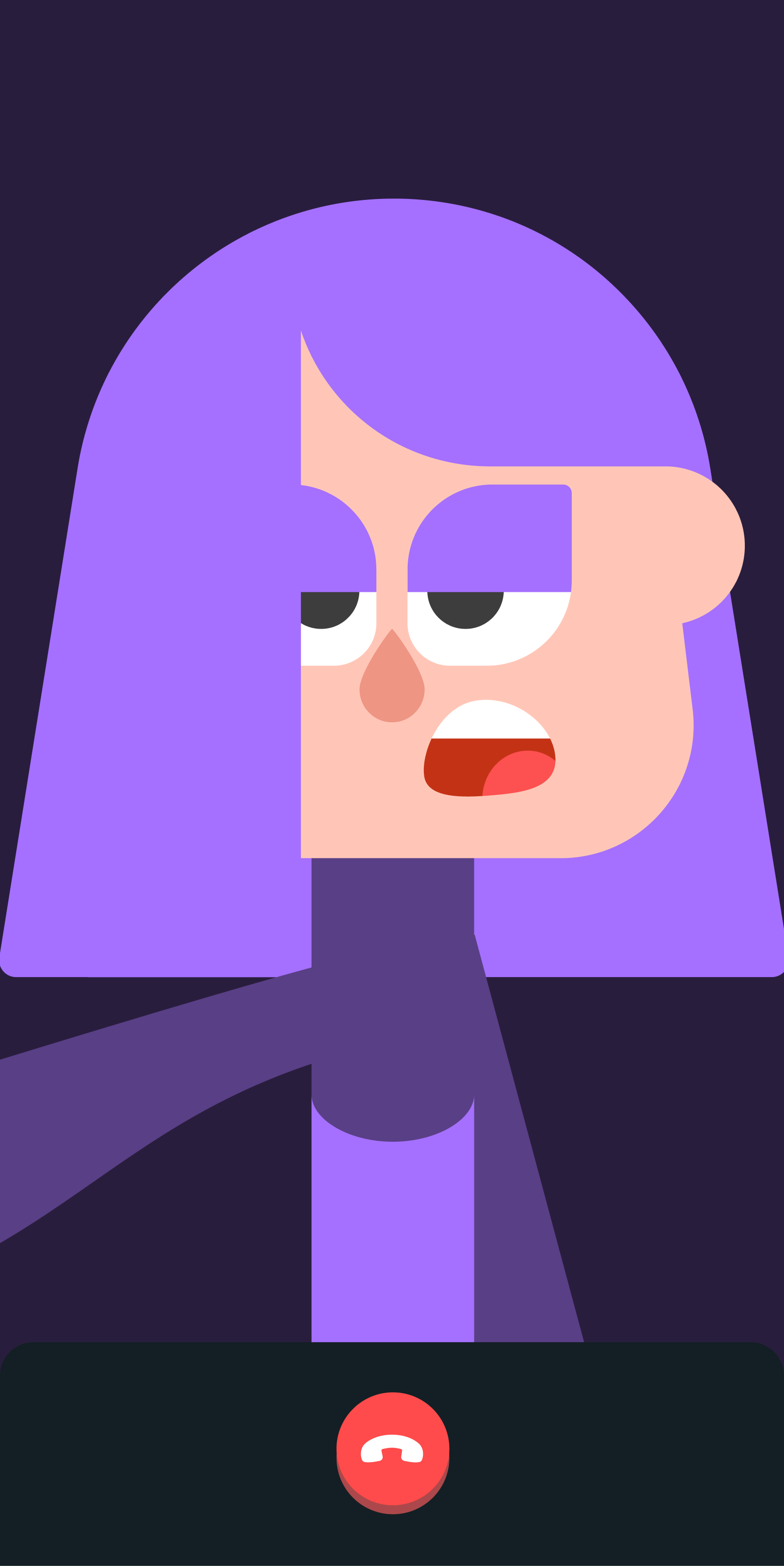 화상통화 중인 릴리를 보여주는 스크린샷. 릴리의 모습이 전체 화면을 꽉 채운다. 하단에는 작은 빨간색 통화 종료하기 버튼이 있다.