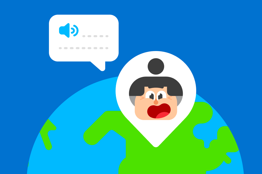 カナダの位置を示した地球儀のイラスト。その上空にはルーシーがおり、何か話している。