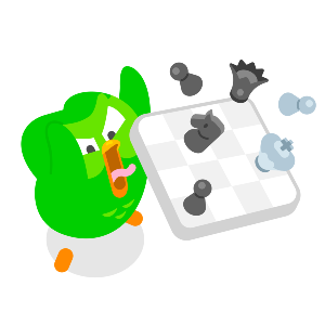 Ilustración de Duo el búho volteando enojado un tablero de ajedrez.