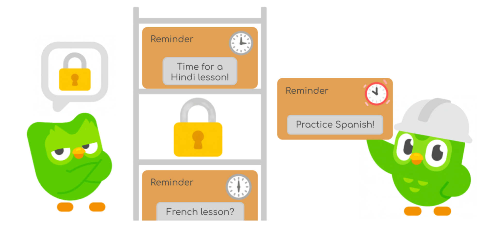 A database table of scheduled reminders. One transaction has locked a row and is currently sending the row's reminder. Another transaction is waiting for that row to be unlocked so it can access the row.